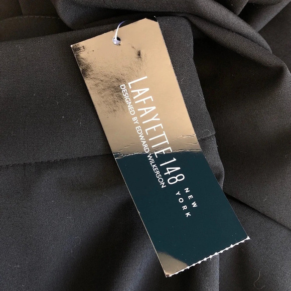 Lafayette 148 New York Black Pleated Straight Leg Side Zip Pants Size 10 NWT - Picture 6 of 12